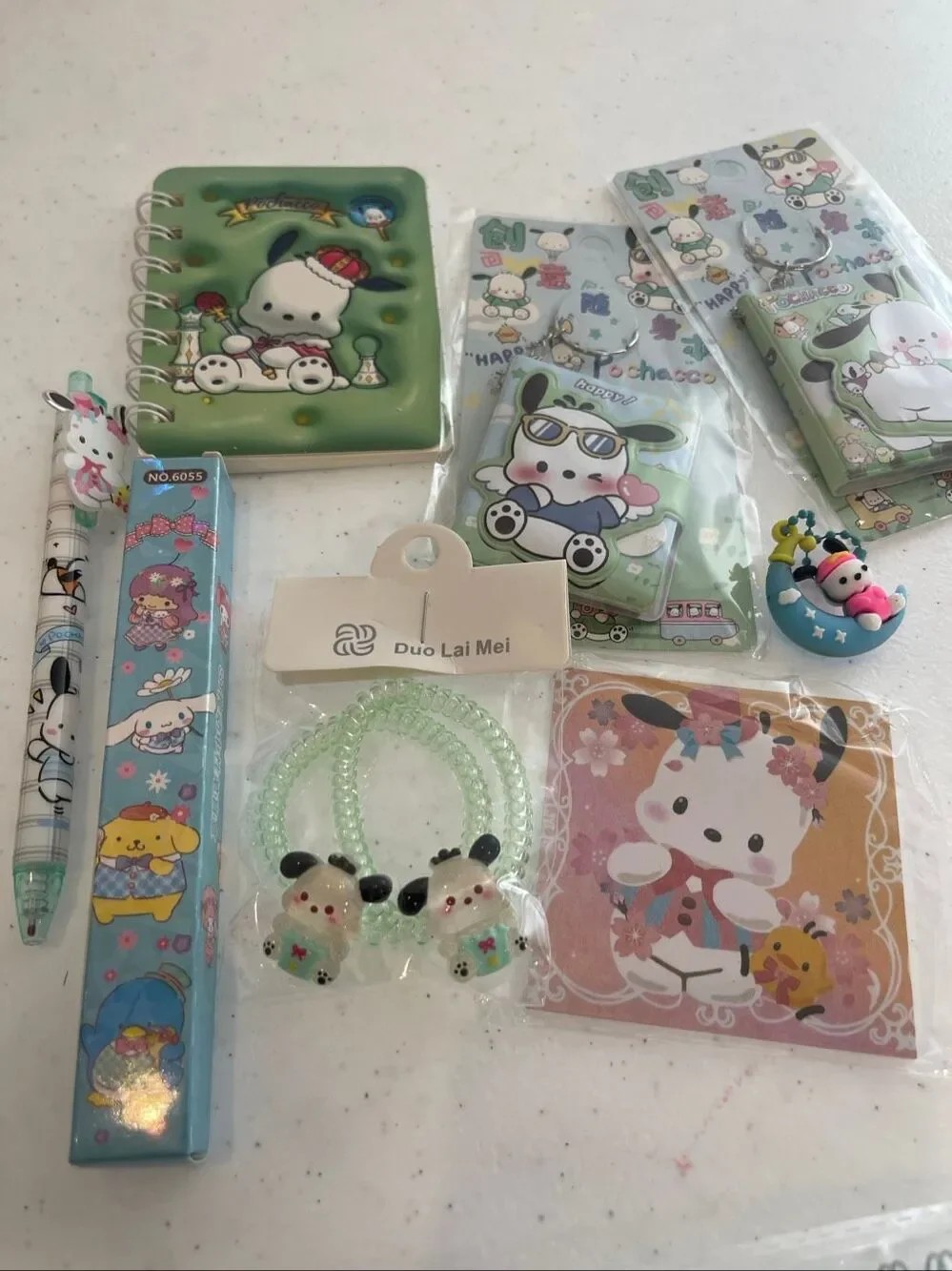 Pochacco back to school, stocking stuffers spiral notebook, pens, keychains, not